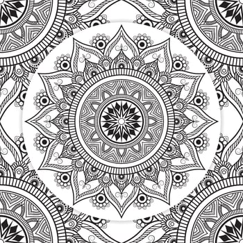 Abstract Floral Coloring Pages Kdp Interior, Mandala flower line art for KDP colouring book page. Lace pattern Mandala for colouring page vector