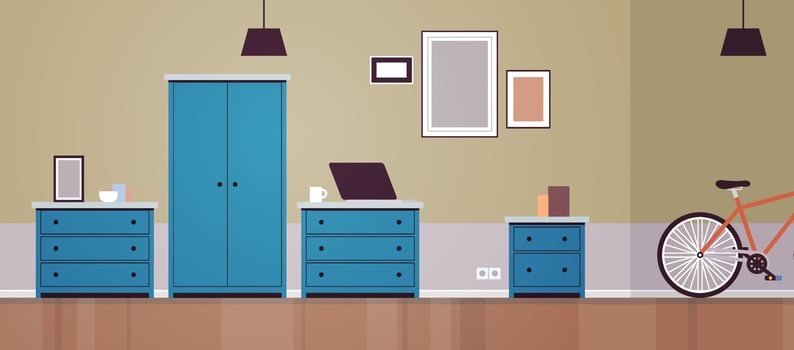 Room interior empty no people home modern apartment design flat horizontal flat vector illustration.