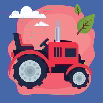 red tractor farming vehicle vector