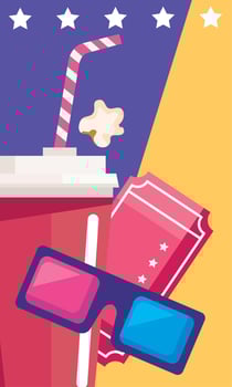cinema ticket and soda vector