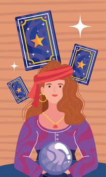 woman fortune teller with crystal ball vector