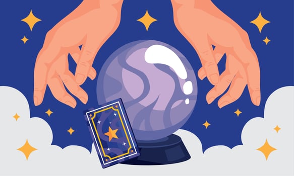 crystal ball with hands vector