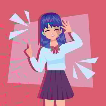 anime girl with blue hair vector