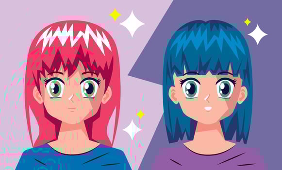 anime girls pair vector