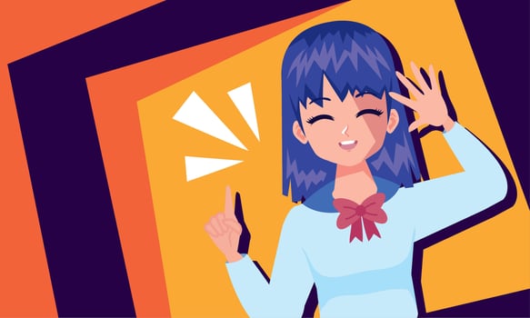 anime girl celebrating vector