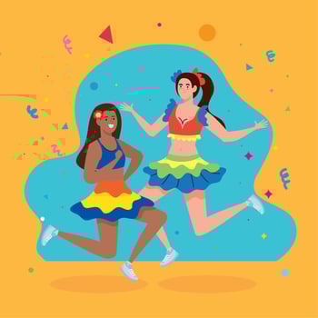 brazilian girls couple dancing vector