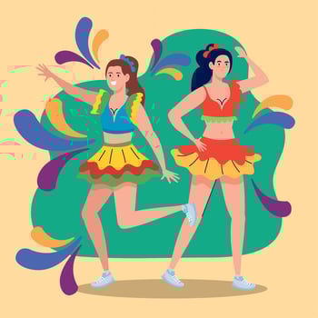 brazilian girls couple dancers vector