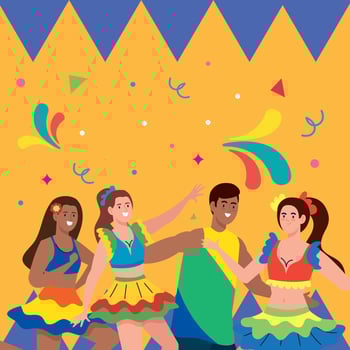 brazilian persons dancing characters vector