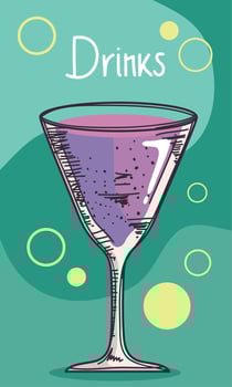 drinks lettering with cocktail vector