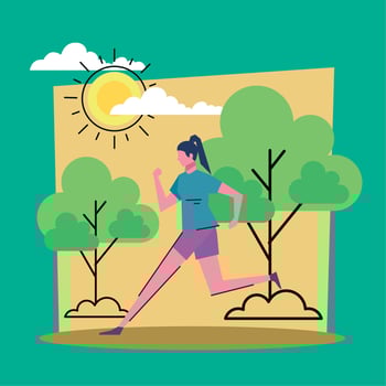 woman running in camp vector