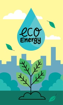 eco energy lettering in drop vector