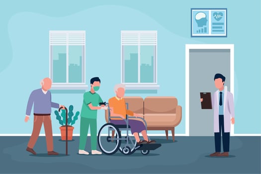 old couple with medics vector