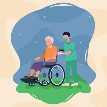 doctor and old woman vector