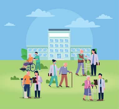 hospital with geriatrics services vector