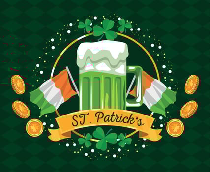 saint patricks beers and flags vector
