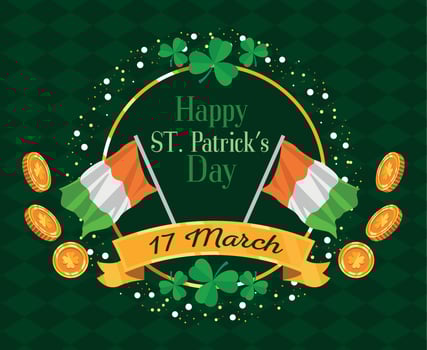 saint patricks celebration with flags vector