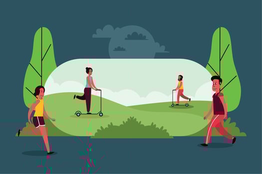 four persons in car free day vector