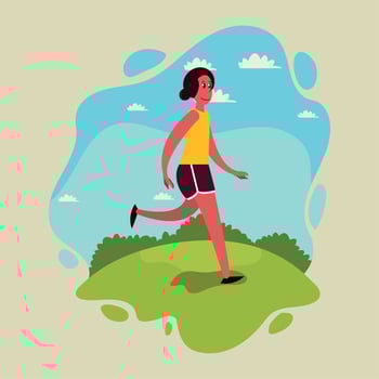 woman walking in the camp vector