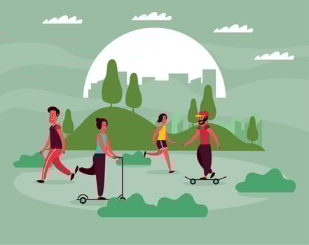 persons in car free day landscape vector