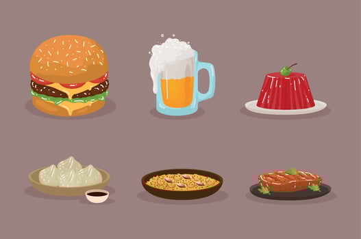 six international food icons vector