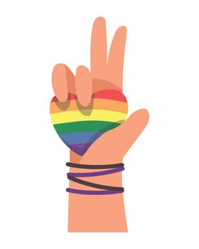 hand lifting lgtbiq heart vector