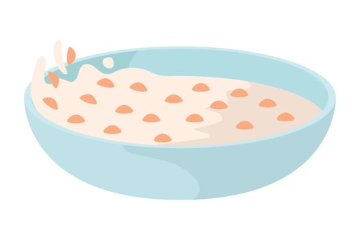 milk with cereal breakfast vector