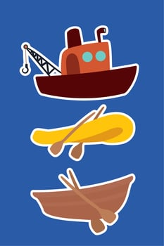 three ships and boats vector