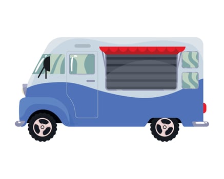 blue food truck vector