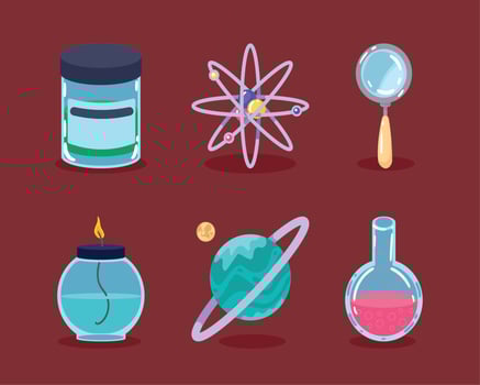 science lab six icons vector