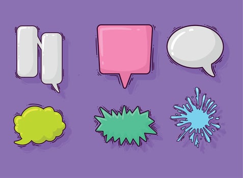 comic bubbles empty six icons vector