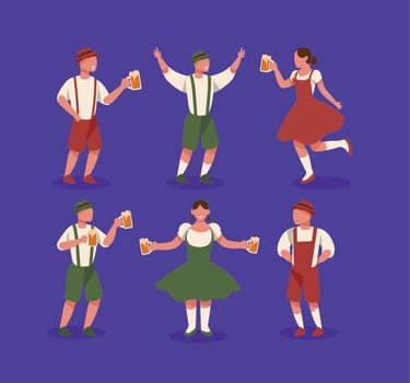 people celebrating oktoberfest vector