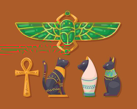 egyptian culture five icons vector