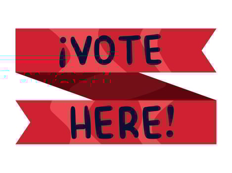 vote here in ribbon vector
