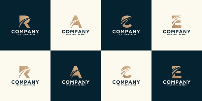 collection of logo monogram initials with transportation road design templates vector