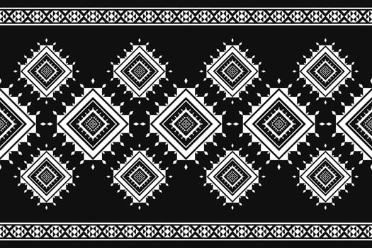 Ethnic black pattern art. Geometric seamless pattern in tribal, folk embroidery, and Mexican style. Design for background, wallpaper, vector illustration, textile, fabric, clothing, carpet.