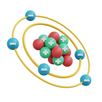 3D Rendering of electron proton atom isolated on background png
