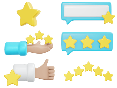 3d Rendering of set of star feedback review icon concept of customer comment and service png