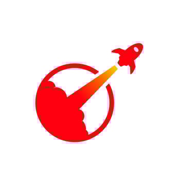 Creative Red Rocket Circle Logo Design Illustration vector