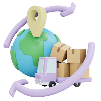 Worldwide icon shipping business 3d render isolated on background png