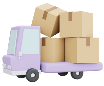 Box package on truck icon shipping 3d render isolated on background png