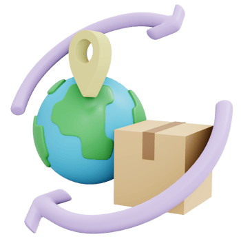 Worldwide icon shipping business 3d render isolated on background png