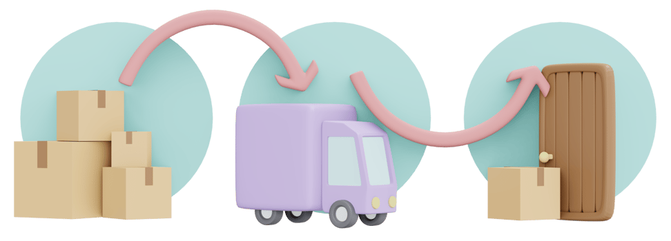 Step of shipping service icon 3d render isolated on background png