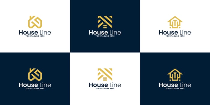 a collection of modern minimalist home logo design inspiration vector