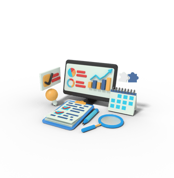 3d illustration of Business planning research statistics png