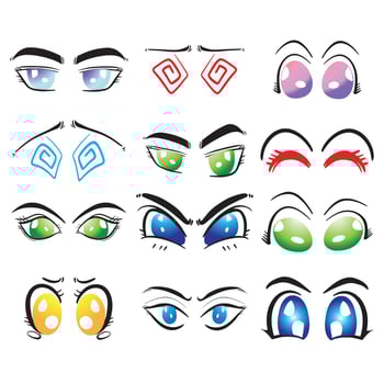 The eye bundle Set of cartoon anime style vector image