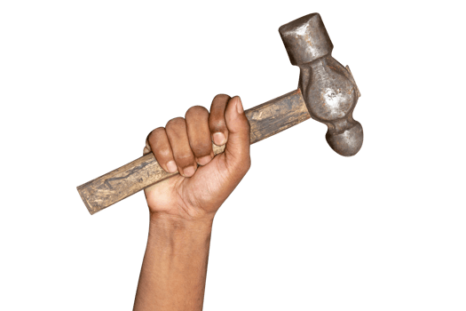 hand-man holdind hammer on PNG background