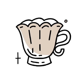 Coffee mug doodle Clipart in black and beige Vector illustration in hand-drawn style