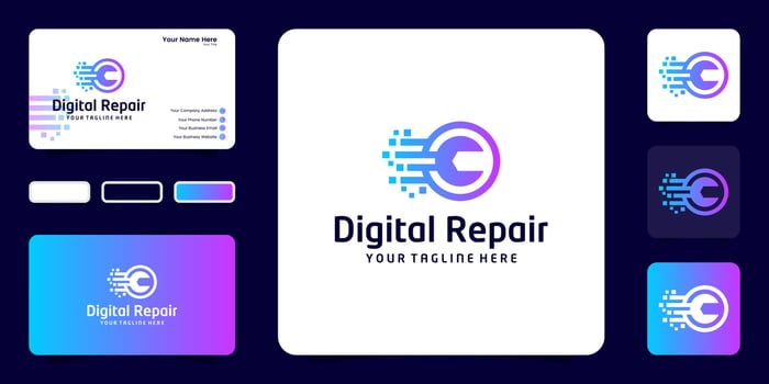digital repair logo design template vector