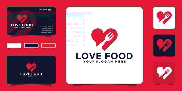 heart and fork concept love food logo design inspiration and business card design vector
