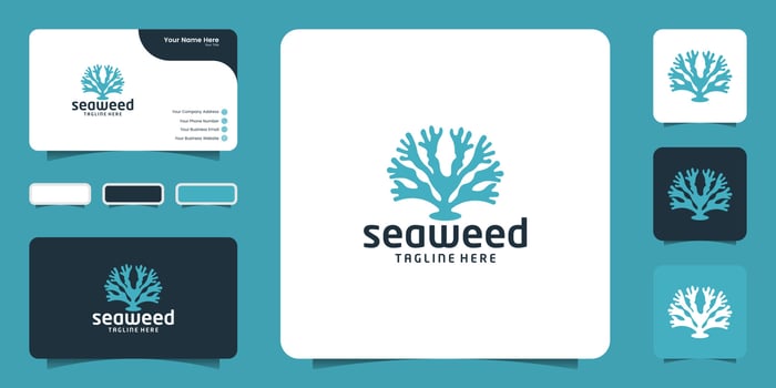 seaweed plant logo design inspiration symbol and business card design vector